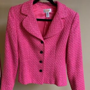 Talbots Jacket pink woven fabric. Striking.